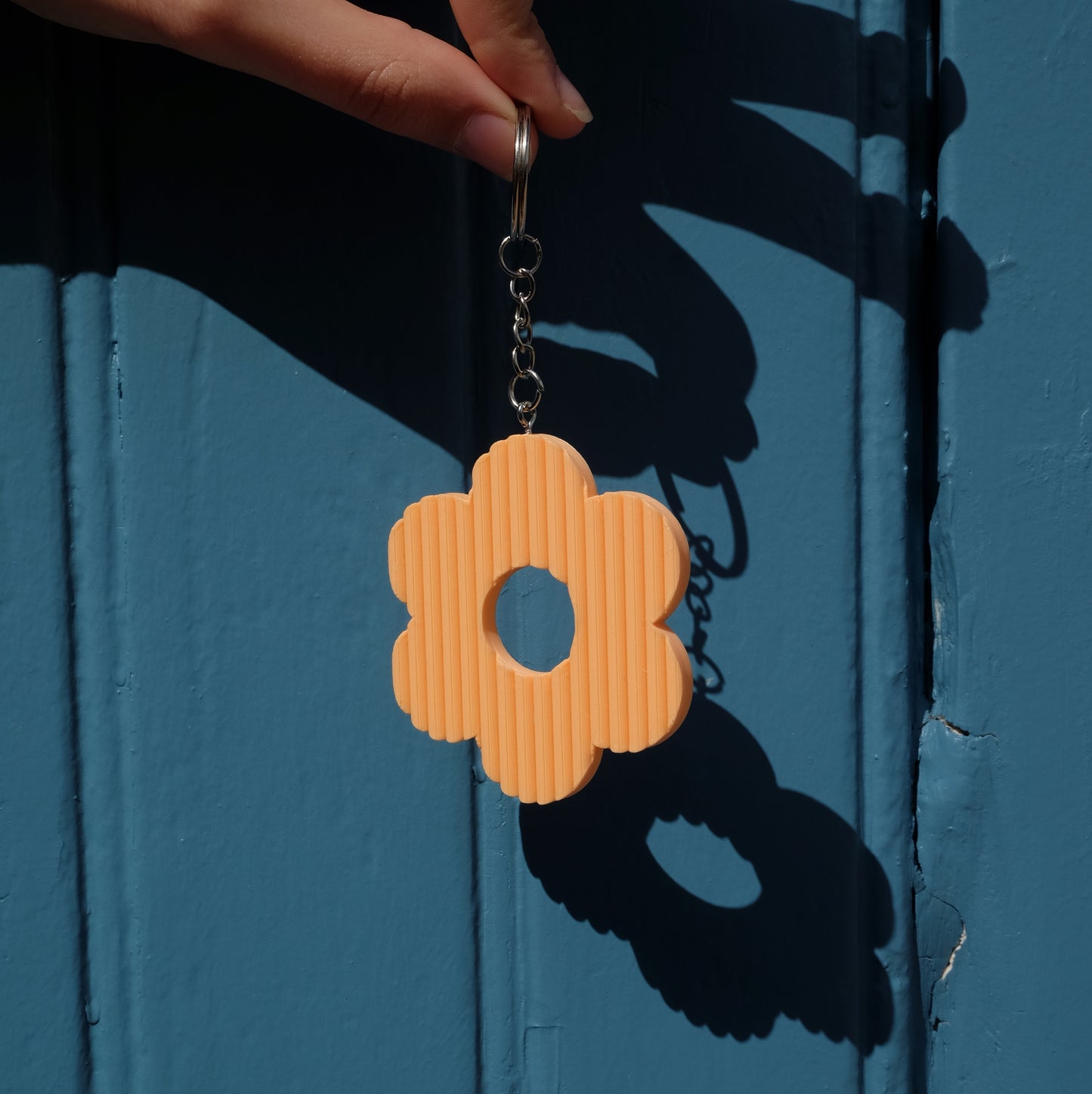 porte-clé fleur & support - orange