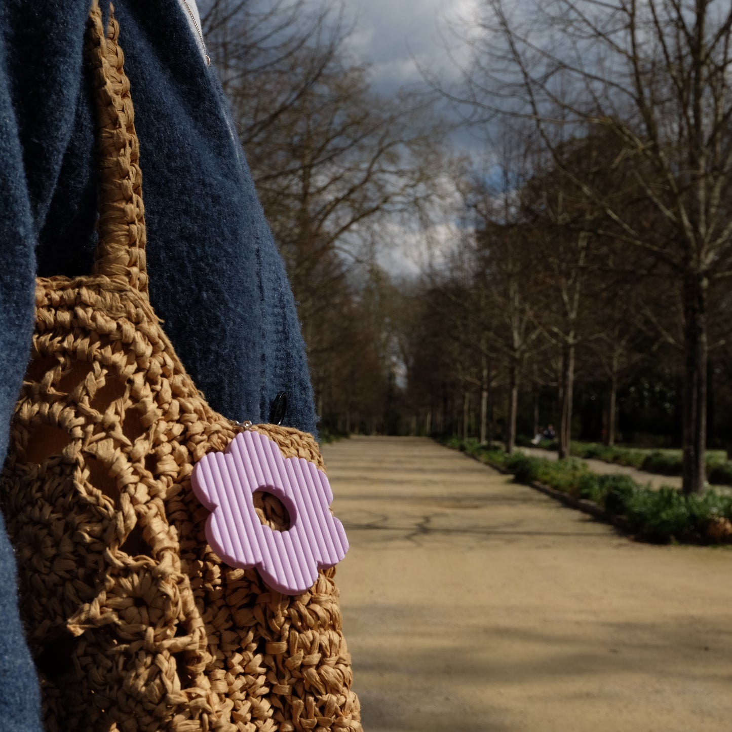 porte-clé fleur & support - violet