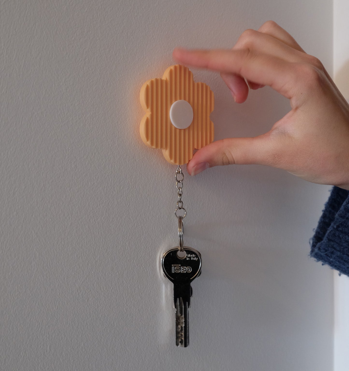 porte-clé fleur & support - orange