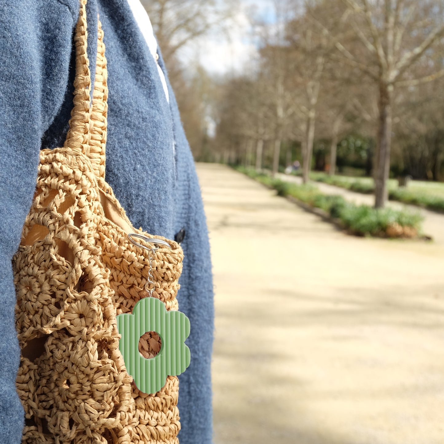 porte-clé fleur & support - vert