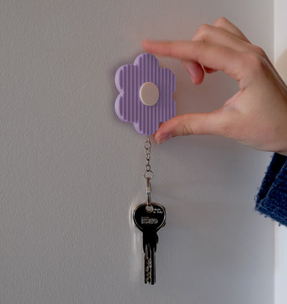 porte-clé fleur & support - violet