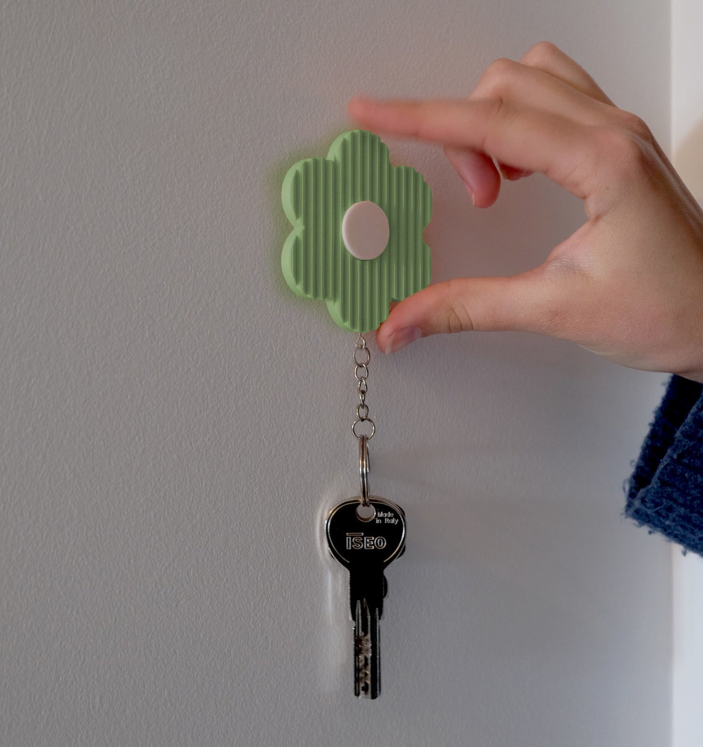 porte-clé fleur & support - vert