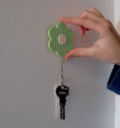 porte-clé fleur & support - vert
